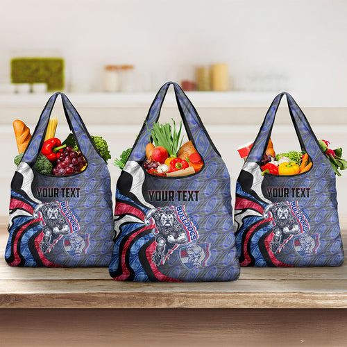 Personalised Western Bulldogs Grocery Bag Trippy Psychedelic Abstract Art Mascot Football Fans