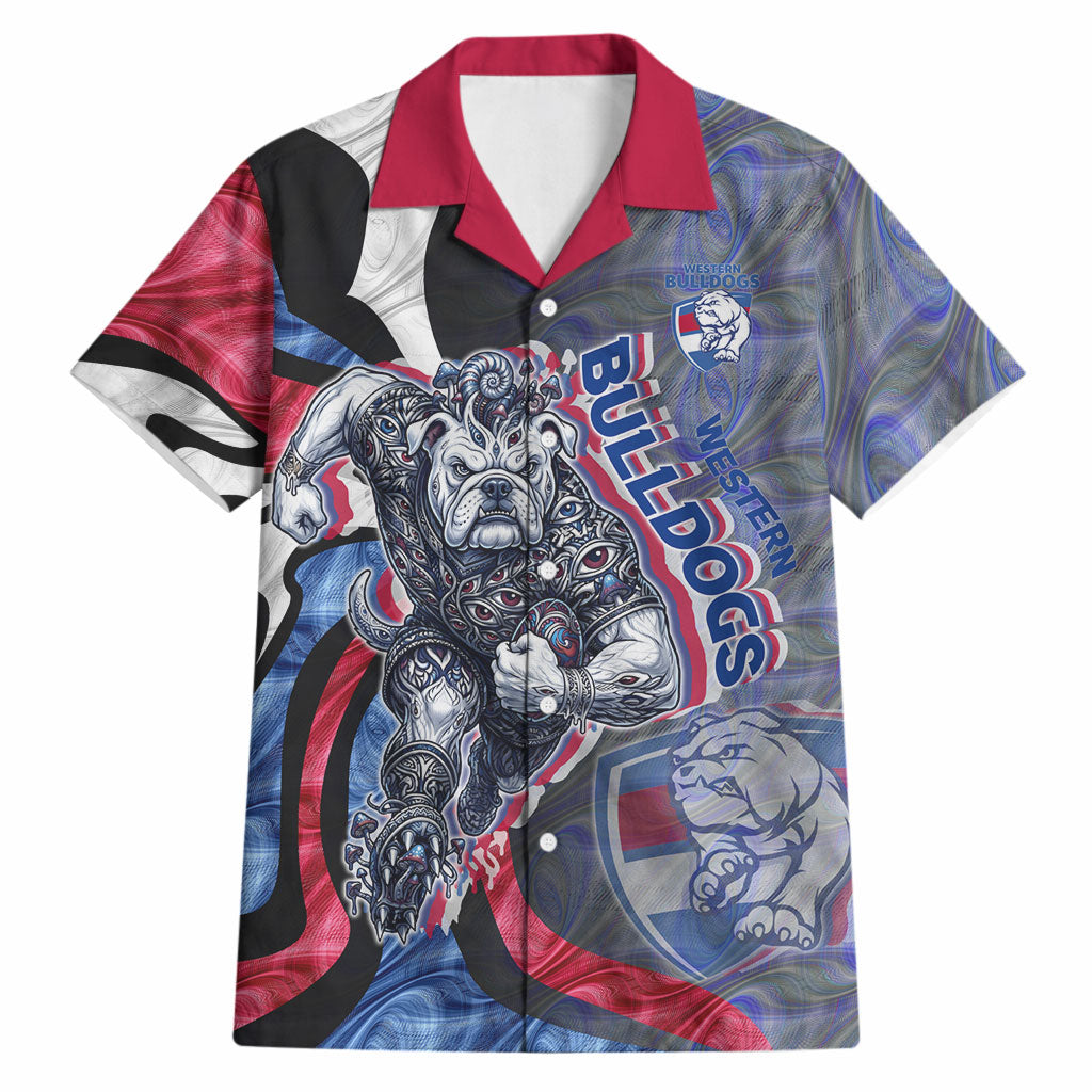 Personalised Western Bulldogs Hawaiian Shirt Trippy Psychedelic Abstract Art Mascot Football Fans