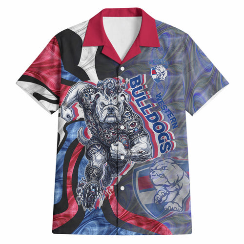 Personalised Western Bulldogs Hawaiian Shirt Trippy Psychedelic Abstract Art Mascot Football Fans