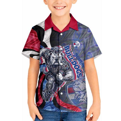 Personalised Western Bulldogs Hawaiian Shirt Trippy Psychedelic Abstract Art Mascot Football Fans