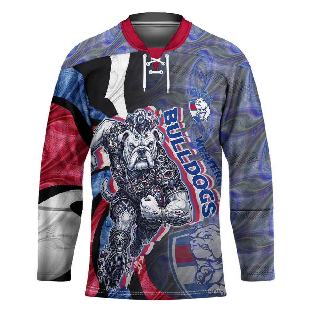 Personalised Western Bulldogs Hockey Jersey Trippy Psychedelic Abstract Art Mascot Football Fans