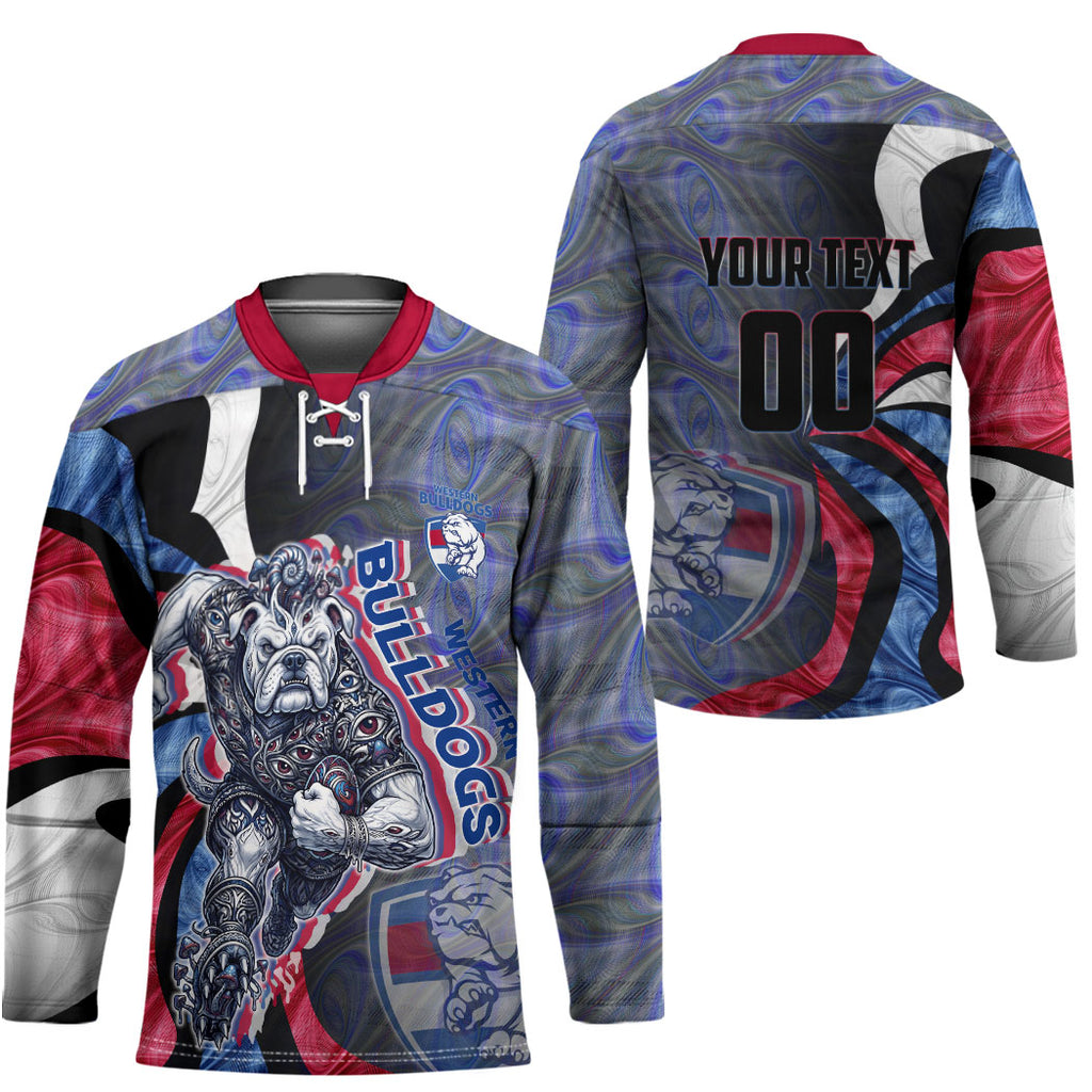 Personalised Western Bulldogs Hockey Jersey Trippy Psychedelic Abstract Art Mascot Football Fans