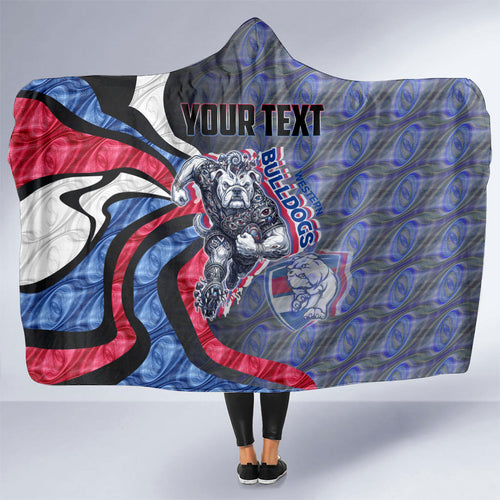 Personalised Western Bulldogs Hooded Blanket Trippy Psychedelic Abstract Art Mascot Football Fans