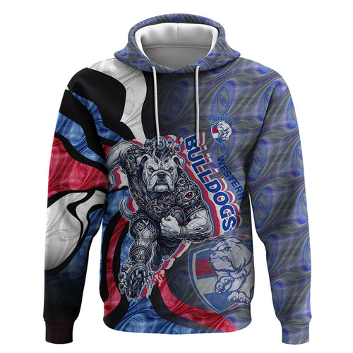 Personalised Western Bulldogs Hoodie Trippy Psychedelic Abstract Art Mascot Football Fans