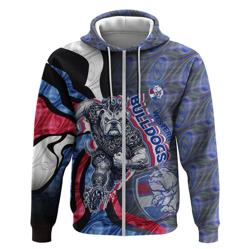 Personalised Western Bulldogs Hoodie Trippy Psychedelic Abstract Art Mascot Football Fans
