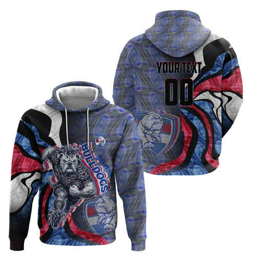 Personalised Western Bulldogs Hoodie Trippy Psychedelic Abstract Art Mascot Football Fans