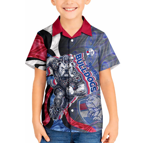 Personalised Western Bulldogs Kid Hawaiian Shirt Trippy Psychedelic Abstract Art Mascot Football Fans