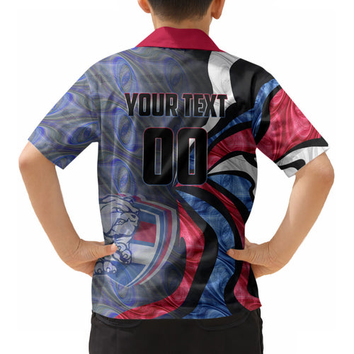 Personalised Western Bulldogs Kid Hawaiian Shirt Trippy Psychedelic Abstract Art Mascot Football Fans