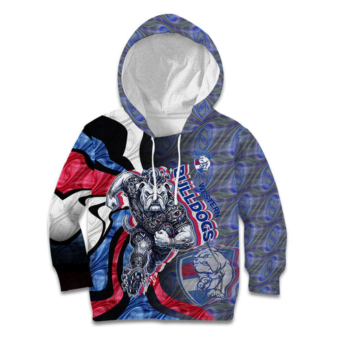 Personalised Western Bulldogs Kid Hoodie Trippy Psychedelic Abstract Art Mascot Football Fans