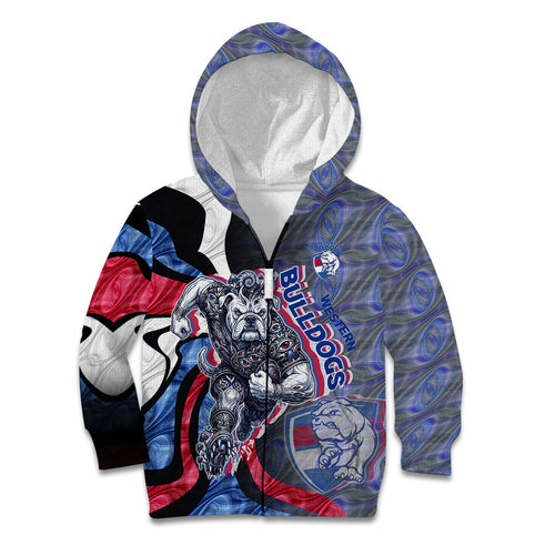 Personalised Western Bulldogs Kid Hoodie Trippy Psychedelic Abstract Art Mascot Football Fans
