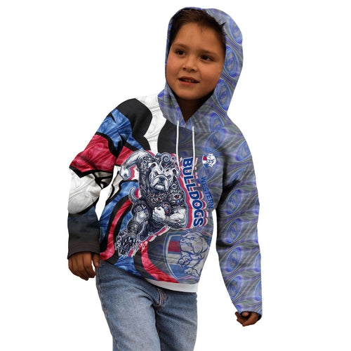 Personalised Western Bulldogs Kid Hoodie Trippy Psychedelic Abstract Art Mascot Football Fans
