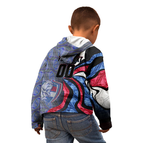Personalised Western Bulldogs Kid Hoodie Trippy Psychedelic Abstract Art Mascot Football Fans