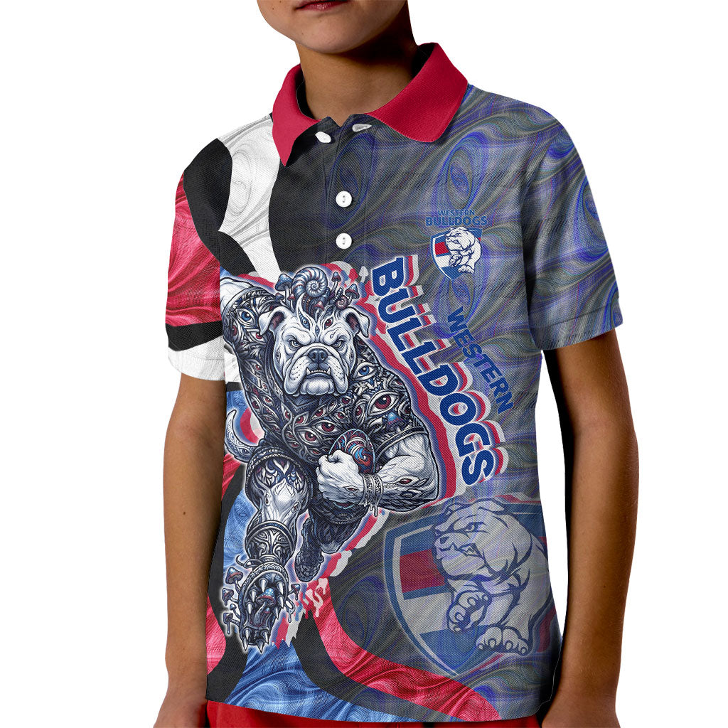 Personalised Western Bulldogs Kid Polo Shirt Trippy Psychedelic Abstract Art Mascot Football Fans