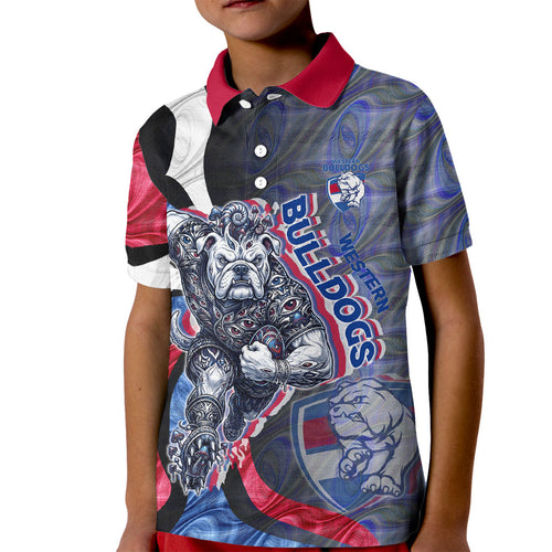 Personalised Western Bulldogs Kid Polo Shirt Trippy Psychedelic Abstract Art Mascot Football Fans