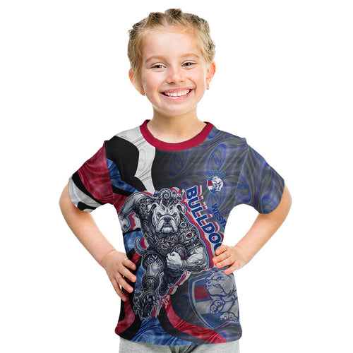 Personalised Western Bulldogs Kid T Shirt Trippy Psychedelic Abstract Art Mascot Football Fans