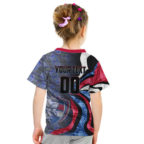 Personalised Western Bulldogs Kid T Shirt Trippy Psychedelic Abstract Art Mascot Football Fans