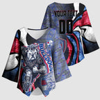 Personalised Western Bulldogs Kimono Sleeve Blouse Trippy Psychedelic Abstract Art Mascot Football Fans