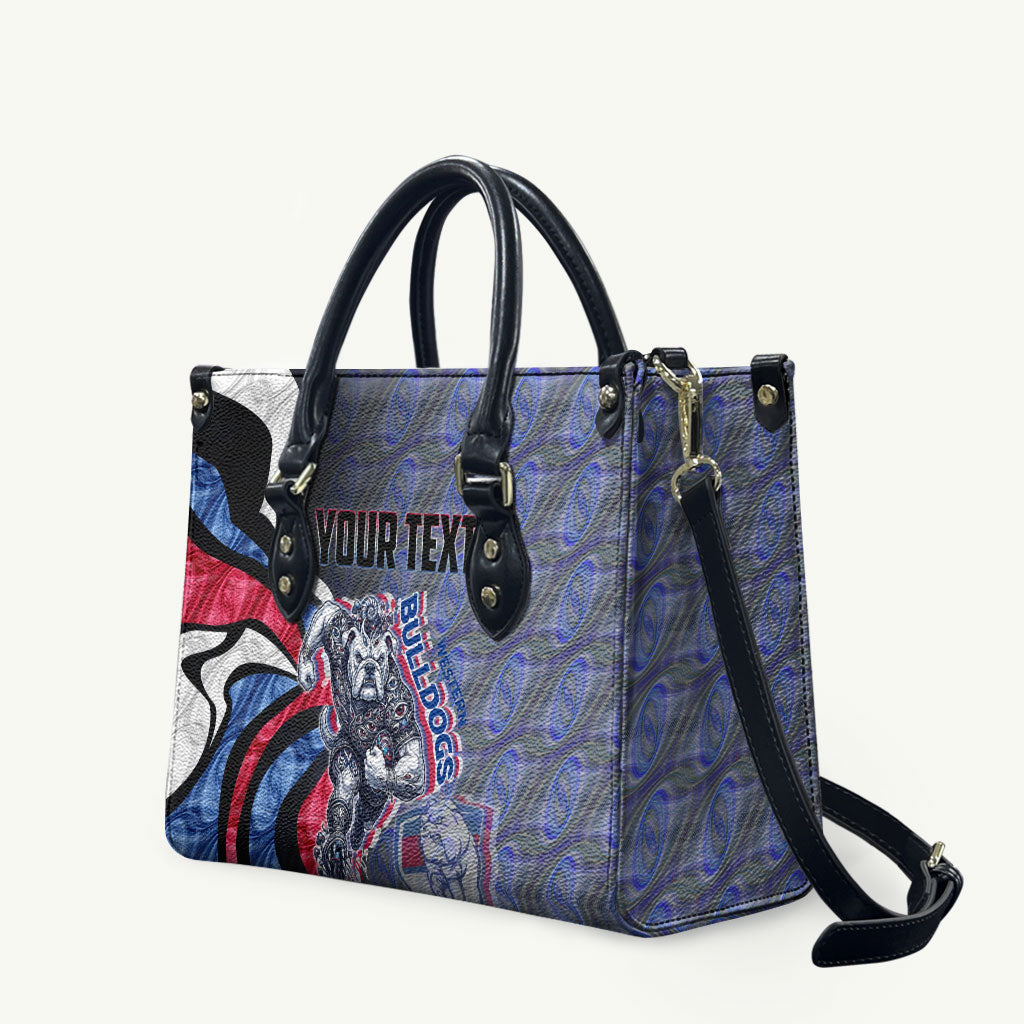 Personalised Western Bulldogs Leather Bag Trippy Psychedelic Abstract Art Mascot Football Fans