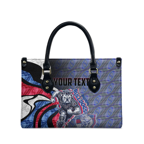 Personalised Western Bulldogs Leather Bag Trippy Psychedelic Abstract Art Mascot Football Fans