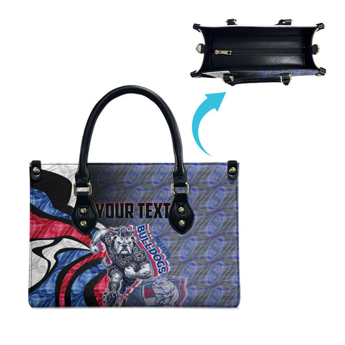 Personalised Western Bulldogs Leather Bag Trippy Psychedelic Abstract Art Mascot Football Fans