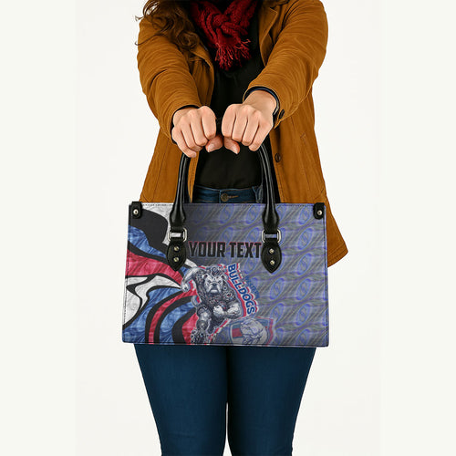 Personalised Western Bulldogs Leather Bag Trippy Psychedelic Abstract Art Mascot Football Fans