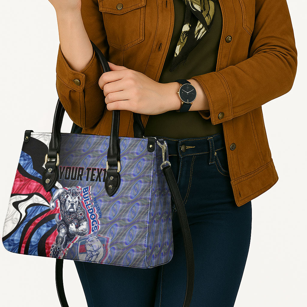 Personalised Western Bulldogs Leather Bag Trippy Psychedelic Abstract Art Mascot Football Fans