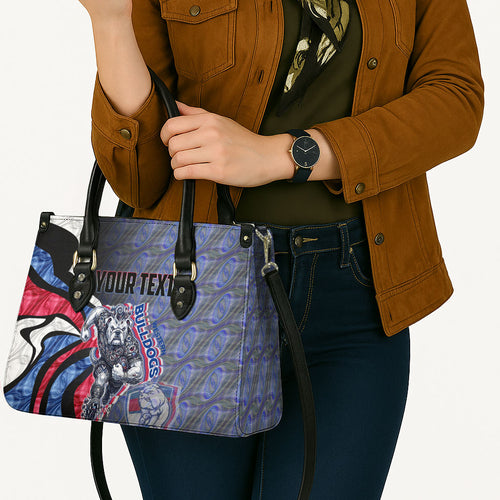 Personalised Western Bulldogs Leather Bag Trippy Psychedelic Abstract Art Mascot Football Fans