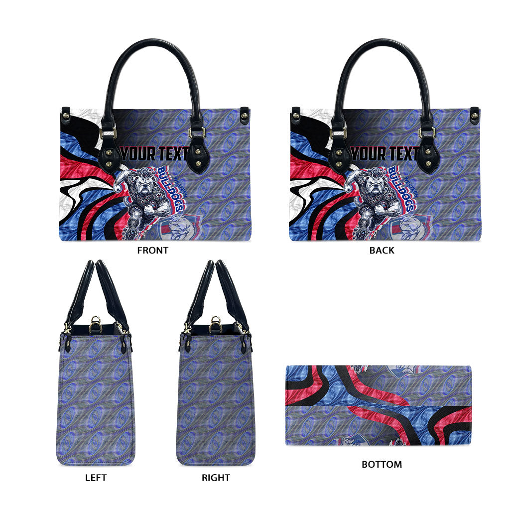 Personalised Western Bulldogs Leather Bag Trippy Psychedelic Abstract Art Mascot Football Fans