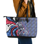 Personalised Western Bulldogs Leather Tote Bag Trippy Psychedelic Abstract Art Mascot Football Fans