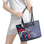 Personalised Western Bulldogs Leather Tote Bag Trippy Psychedelic Abstract Art Mascot Football Fans
