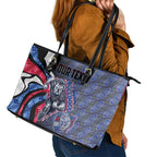 Personalised Western Bulldogs Leather Tote Bag Trippy Psychedelic Abstract Art Mascot Football Fans