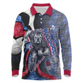 Personalised Western Bulldogs Long Sleeve Polo Shirt Trippy Psychedelic Abstract Art Mascot Football Fans