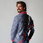 Personalised Western Bulldogs Long Sleeve Polo Shirt Trippy Psychedelic Abstract Art Mascot Football Fans