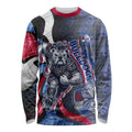 Personalised Western Bulldogs Long Sleeve Shirt Trippy Psychedelic Abstract Art Mascot Football Fans
