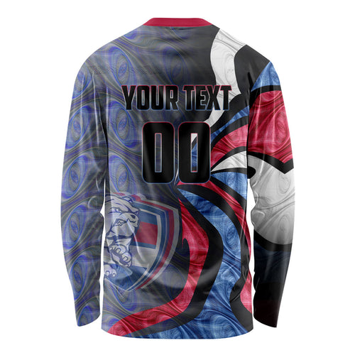 Personalised Western Bulldogs Long Sleeve Shirt Trippy Psychedelic Abstract Art Mascot Football Fans