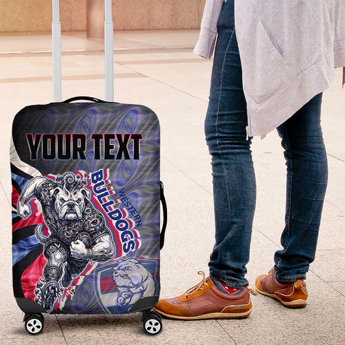 Personalised Western Bulldogs Luggage Cover Trippy Psychedelic Abstract Art Mascot Football Fans