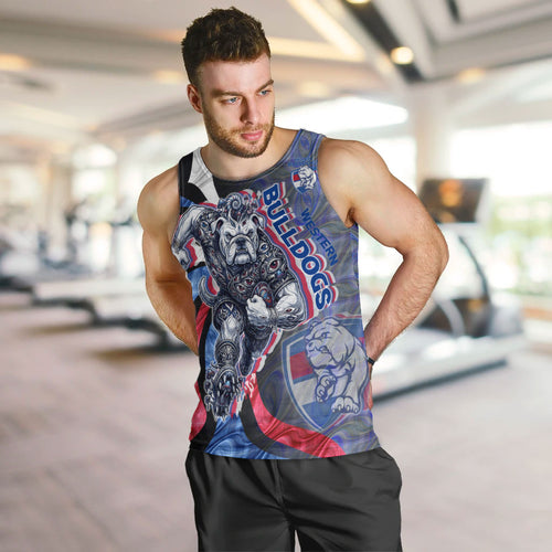 Personalised Western Bulldogs Men Tank Top Trippy Psychedelic Abstract Art Mascot Football Fans