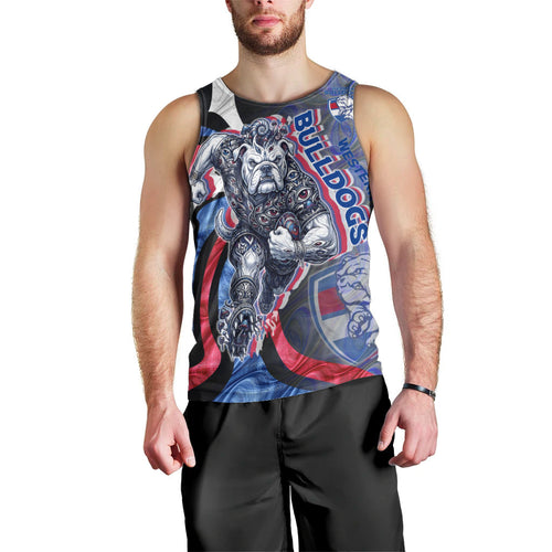 Personalised Western Bulldogs Men Tank Top Trippy Psychedelic Abstract Art Mascot Football Fans