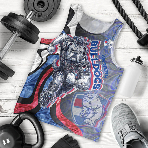Personalised Western Bulldogs Men Tank Top Trippy Psychedelic Abstract Art Mascot Football Fans