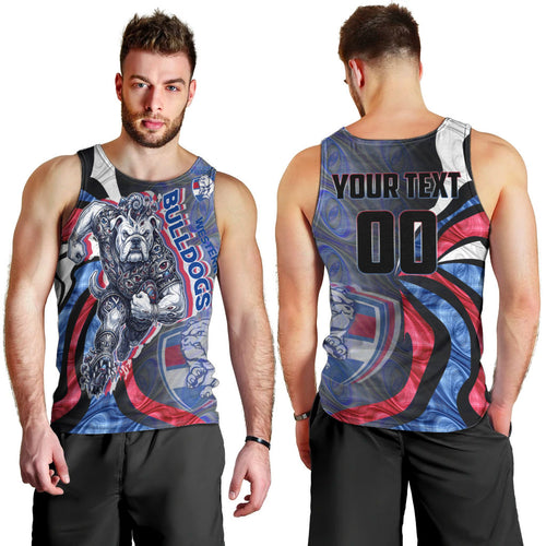 Personalised Western Bulldogs Men Tank Top Trippy Psychedelic Abstract Art Mascot Football Fans