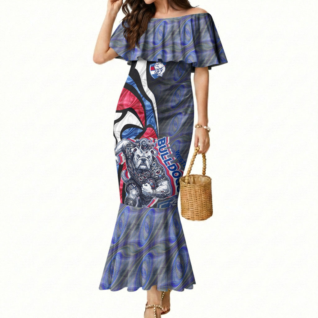 Personalised Western Bulldogs Mermaid Dress Trippy Psychedelic Abstract Art Mascot Football Fans
