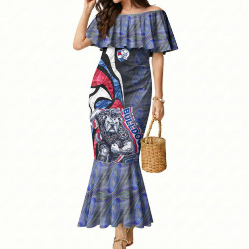 Personalised Western Bulldogs Mermaid Dress Trippy Psychedelic Abstract Art Mascot Football Fans