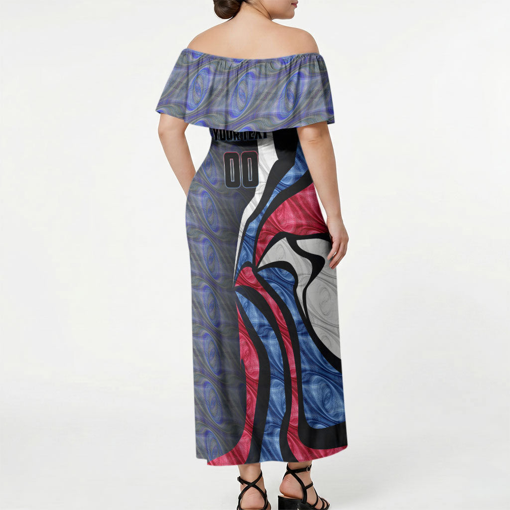 Personalised Western Bulldogs Off Shoulder Maxi Dress Trippy Psychedelic Abstract Art Mascot Football Fans