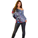 Personalised Western Bulldogs Off Shoulder Sweater Trippy Psychedelic Abstract Art Mascot Football Fans