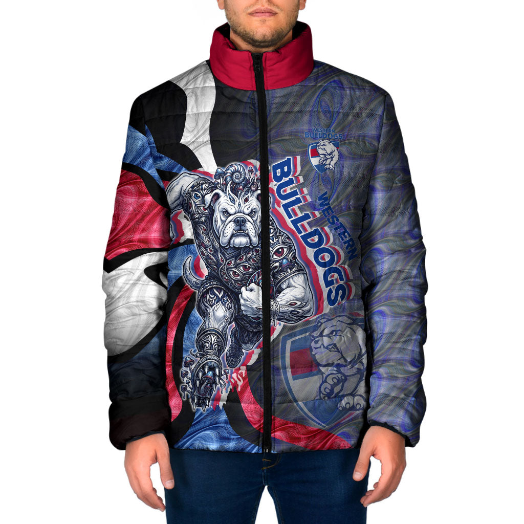 Personalised Western Bulldogs Padded Jacket Trippy Psychedelic Abstract Art Mascot Football Fans