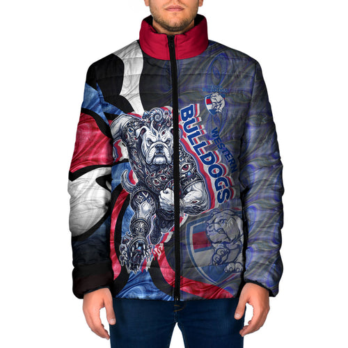 Personalised Western Bulldogs Padded Jacket Trippy Psychedelic Abstract Art Mascot Football Fans