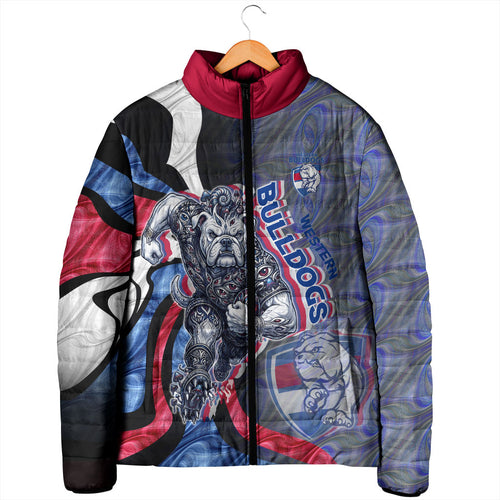 Personalised Western Bulldogs Padded Jacket Trippy Psychedelic Abstract Art Mascot Football Fans