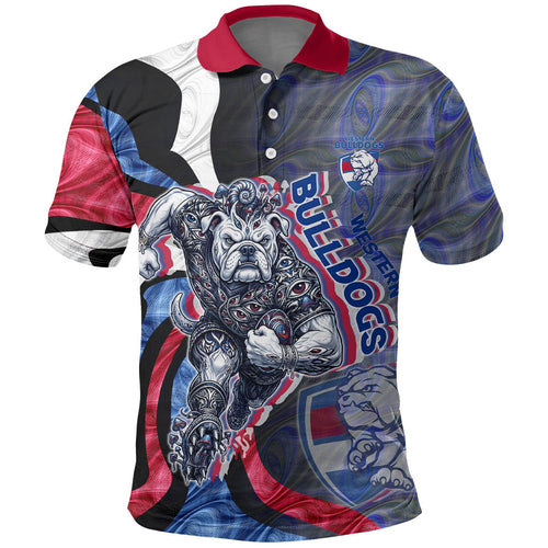 Personalised Western Bulldogs Polo Shirt Trippy Psychedelic Abstract Art Mascot Football Fans