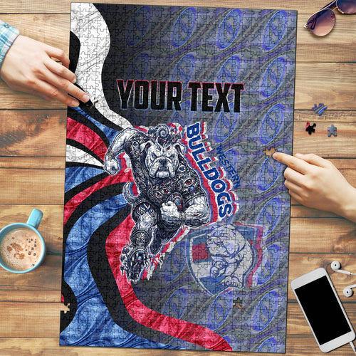 Personalised Western Bulldogs Puzzle Trippy Psychedelic Abstract Art Mascot Football Fans