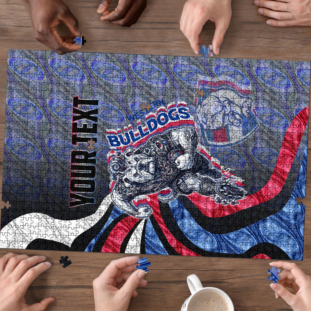 Personalised Western Bulldogs Puzzle Trippy Psychedelic Abstract Art Mascot Football Fans